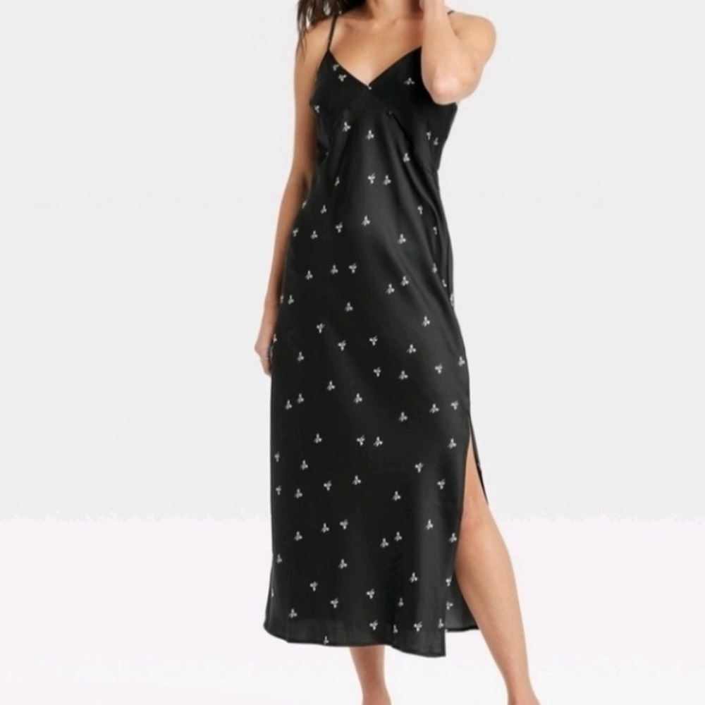 Elegant Black Women's dress with white bows